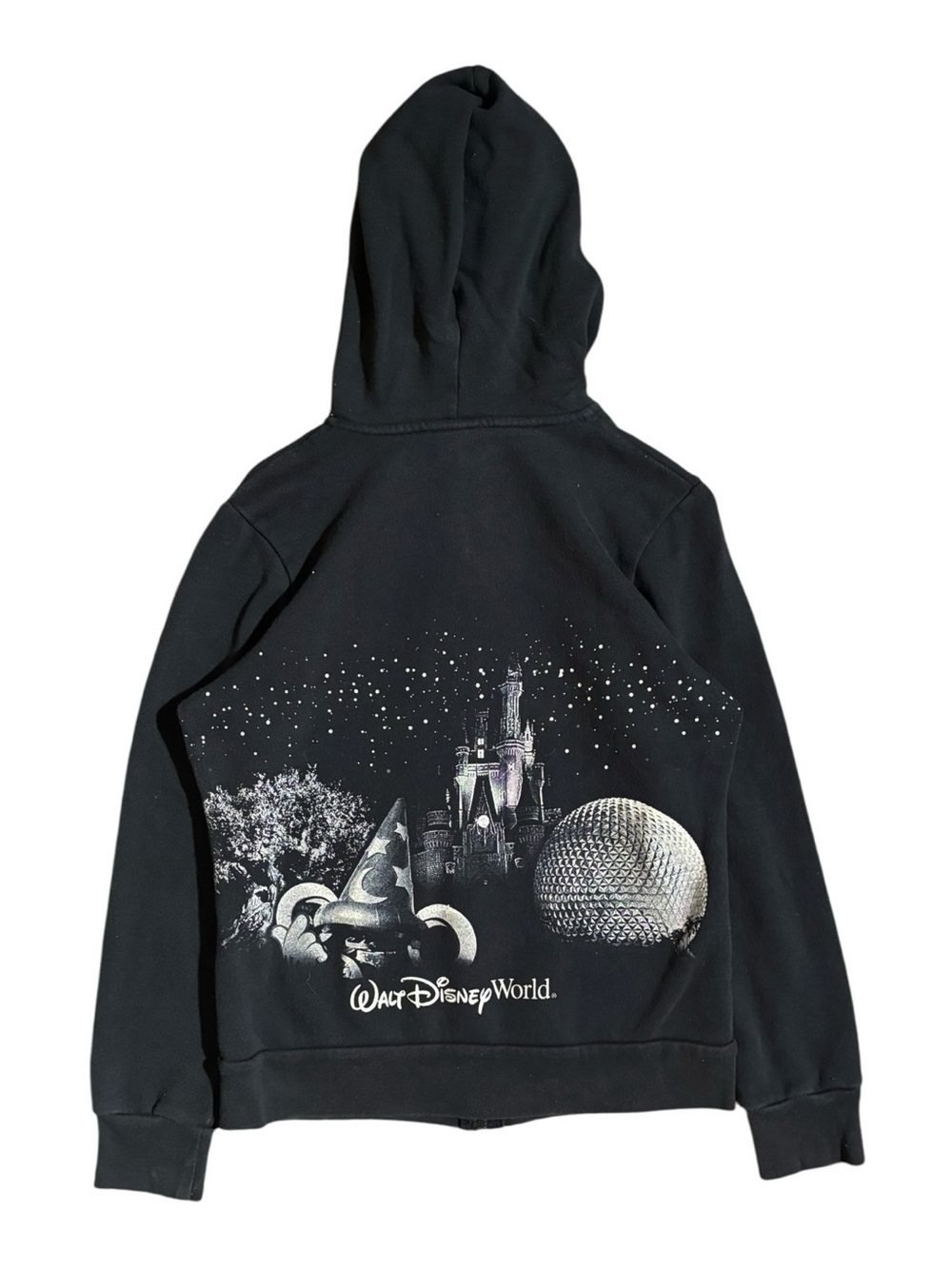 Walt Disney World Back Graphic Hoodie Full Zip Black